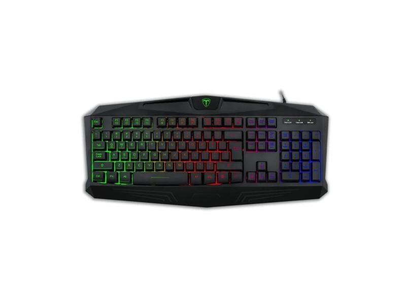 Teclado Gamer Membrana T-Dagger Tanker Rainbow USB 2.0 ABNT2 Full Size Preto - T-TGK106