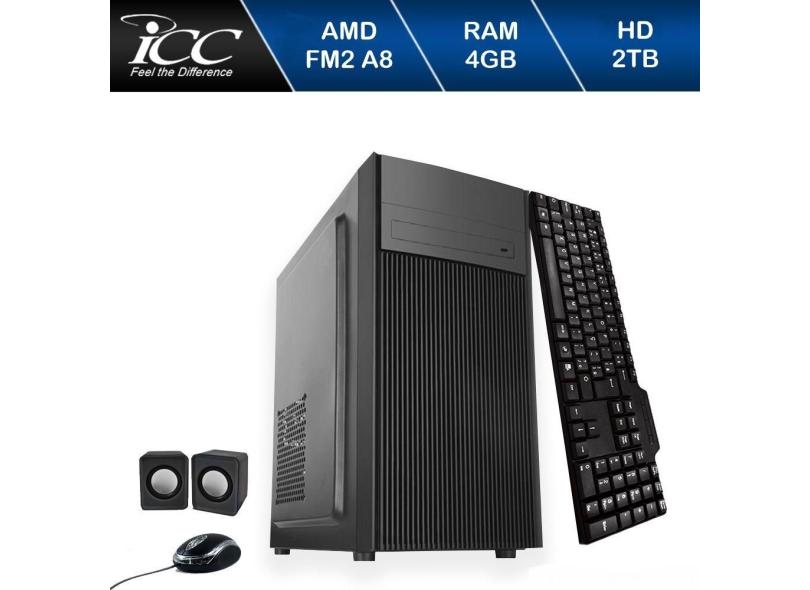 Computador Icc Processador Amd Fm2 A8 4gb de Ram Hd 2 Tb Kit Multimídia