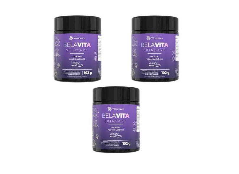 Kit3 Bela Vita Skin Care Colageno Acido Hialurônico Verisol - Vitascie