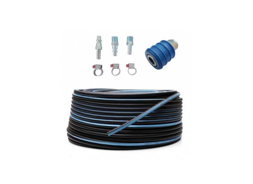 Kit 20 Mts Mangueira 1/4 Conexões Pneumática Compressor 300 Psi Tarja
