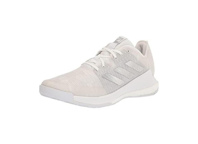 adidas Tênis feminino Crazyflight Indoor Court, Branco/Prata Metálico/Branco, 35