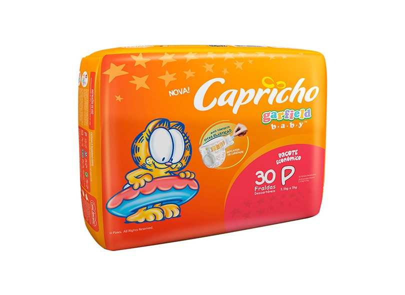 Fralda Capricho Garfield P Prático 30 Und 3,5 - 5kg