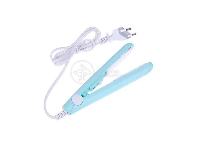 Mini Chapinha Prancha Portátil Bolsa Para Cabelo - Azul - Smart Tech
