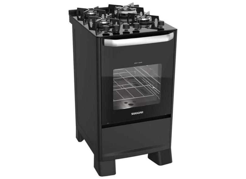 Fogão De Piso Best Grill Mesa De Vidro 4 Queimadores Preto 220V