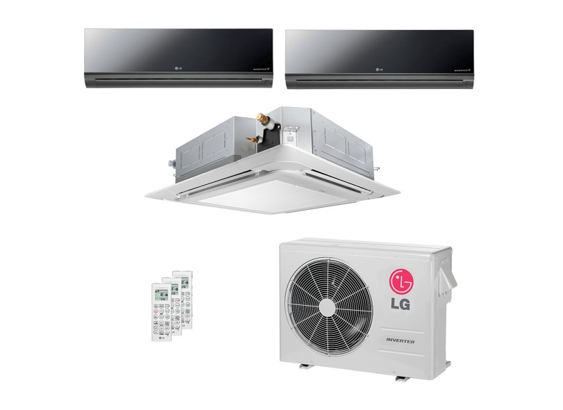 Ar Condicionado Multi Split LG ArtCool Mirror 21000 BTUs Inverter Controle Remoto Quente/Frio A3UW21GFA0 / AMNW09GDBR0 / ATNH12GRLE2