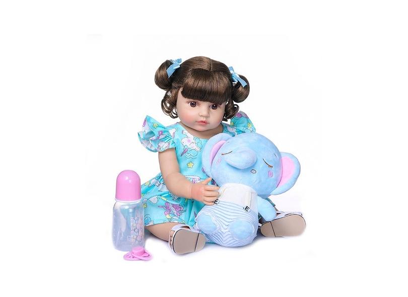 Brastoy Boneca Bebê Reborn Silicone Menina Elefantinho Olhos Castanho 55cm  em Promoção é no Buscapé