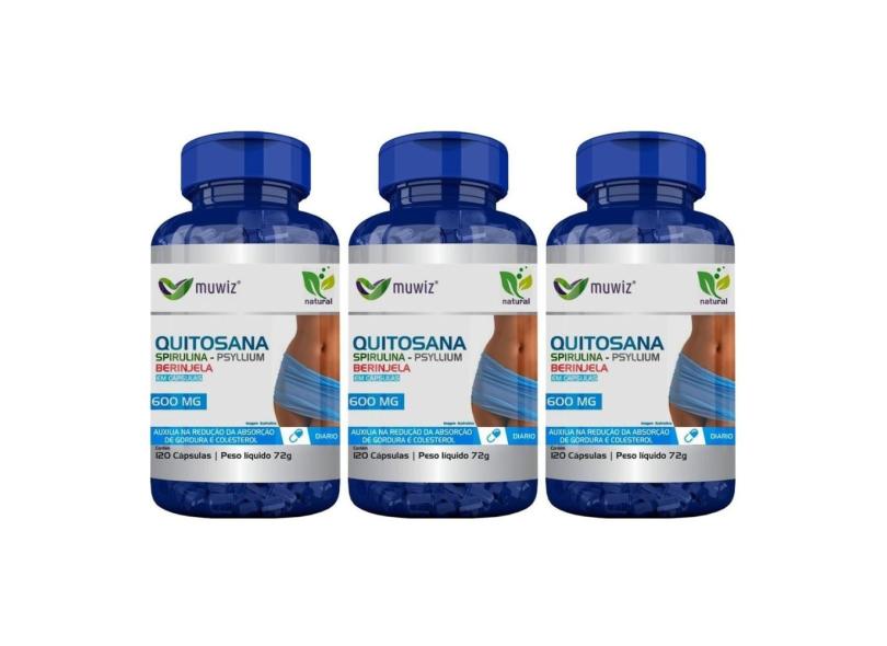 Quitosana Spirulina Psyllium Berinjela 120 Cápsulas Kit 3 Unidades Com ...