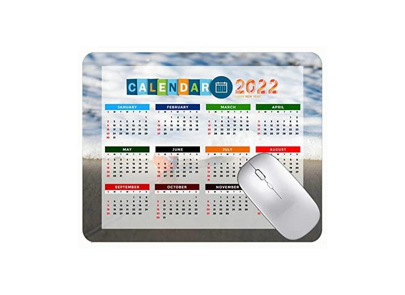 Mouse pad para jogos com calendário 2022, mouse pad para praia, coco, mar, escritório, mouse pad