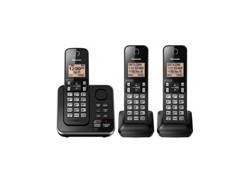 Telefone sem Fio Panasonic com 2 Ramais Secretaria Eletrônica KX-TGC363LAB