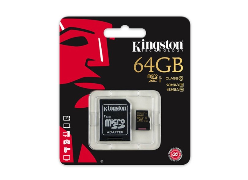 Cartão de Memória Micro SDHC com Adaptador Kingston 64 GB SDCA10/64GB