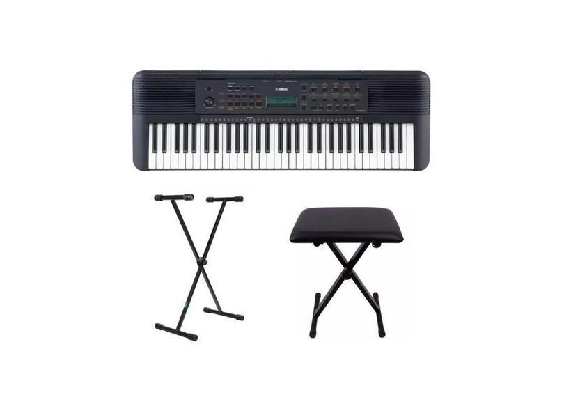 Kit Teclado Yamaha Psre273 Portátil Com Banqueta E Estante