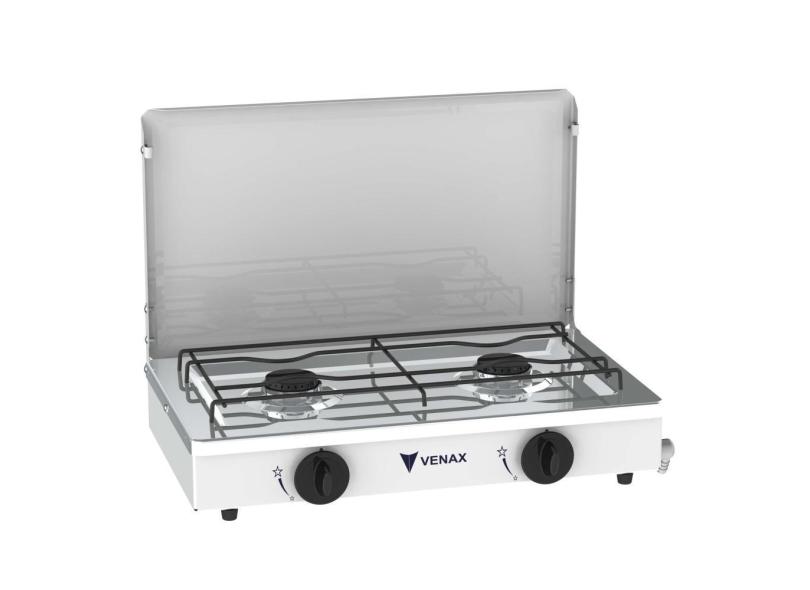 Fogao a Gas Portatil 2 Bocas Venax Flamalar com Tampa Branco
