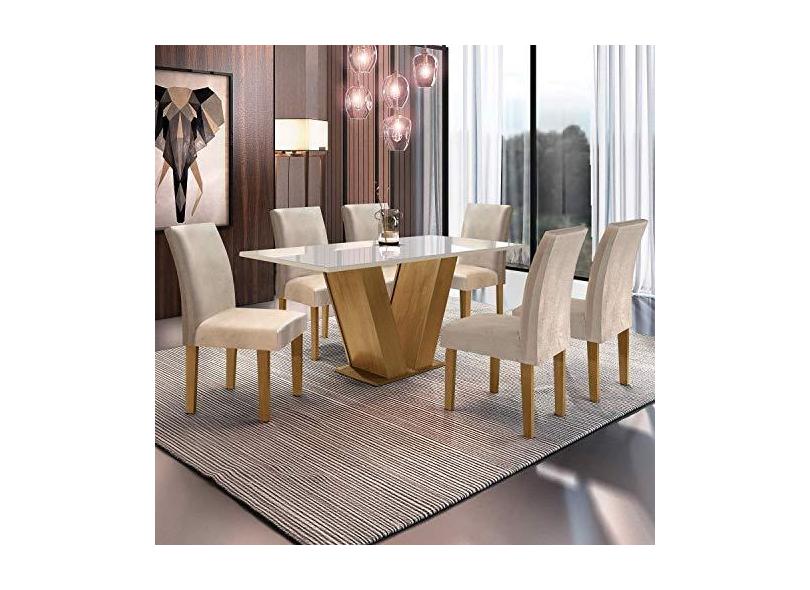 Conjunto Sala De Jantar Mesa Tampo Mdf E Vidro E 4 Cadeiras Lottus em  Promoção é no Buscapé