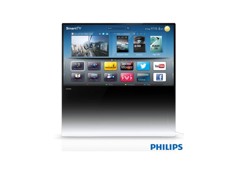 TV LED 55" Smart TV Philips DesignLine 3D Full HD 4 HDMI Conversor Digital Integrado 55PDL8908