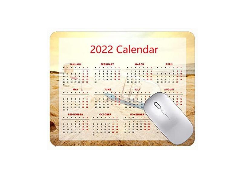 Mouse pad de calendário 2022, mouse pad para jogos, garrafa de areia, praia, navio, escritório, mouse pad