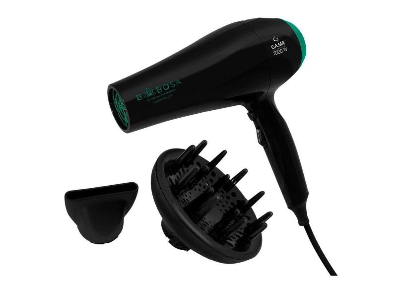 Secador de Cabelo Babosa Ceramic Ion 2 Velocidades 3 Temperaturas 2100W, Preto/Verde, 110V