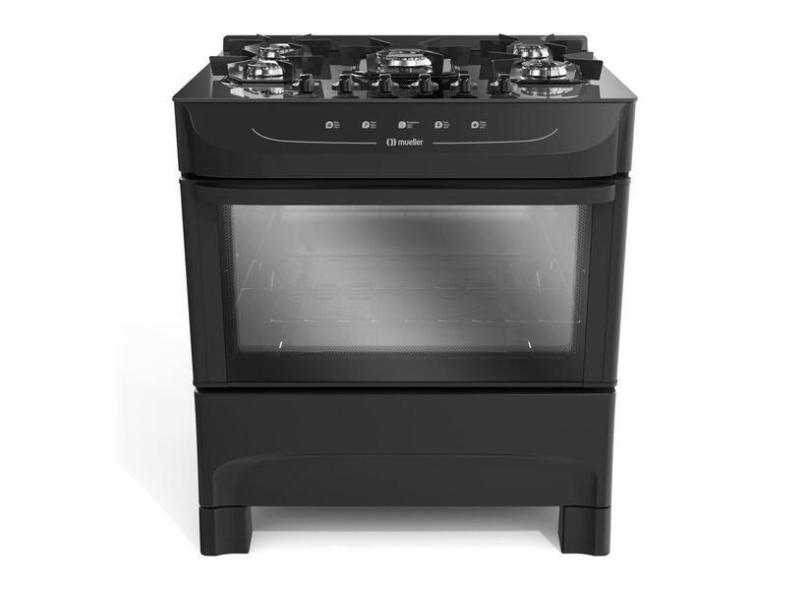 Fog o Mueller Preto Fosco 5 Bocas Com Mesa De Vidro E Acendim