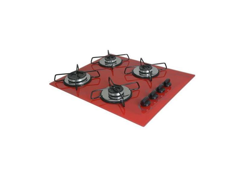 Fogão Cooktop Classic 4 Bocas Ultra Chama Marmorizado Vermelho - Chama