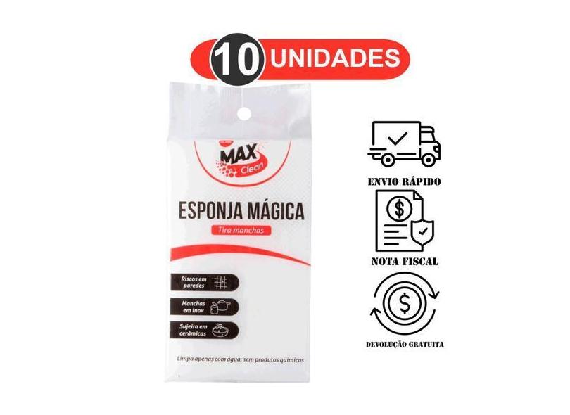 Kit 10 Esponja Magica Limpa Vidros Tenis Melamina Tira Mancha Desengor