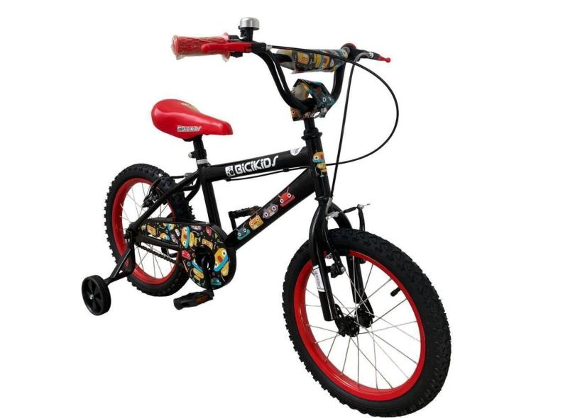 Bicicleta Infantil Aro 16 Menino Bicikids Robo Resistente com Rodinhas Removíveis para Segurança-Masculino