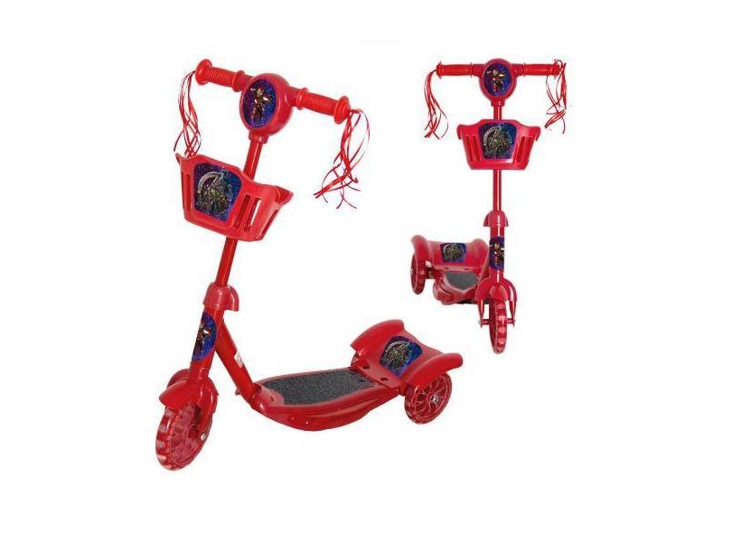 Patinete Infantil Criança 4 Anos Vingadores Vermelho Cesta