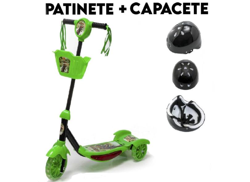 Patinete Infantil Com Som Dino + Presente Capacete