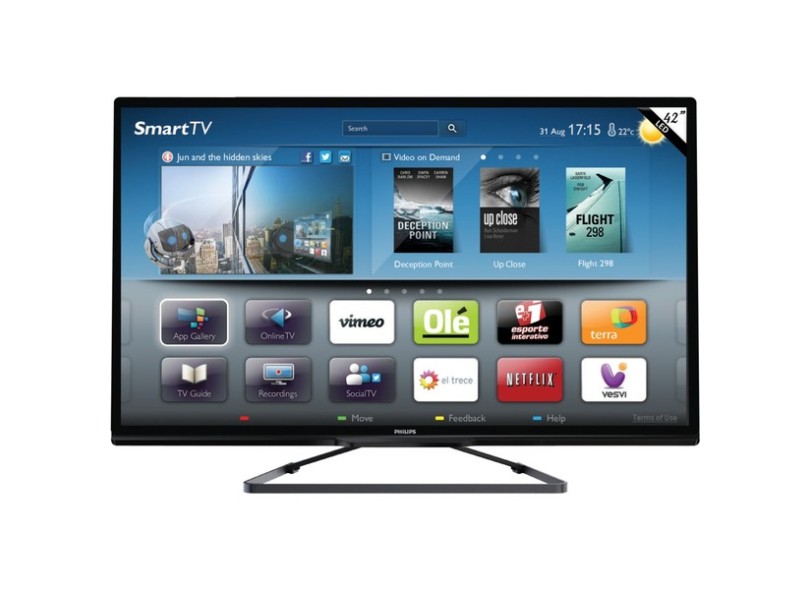 TV LED 42" Smart TV Philips Série 5000 3D Full HD 3 HDMI 42PFL5508G/78