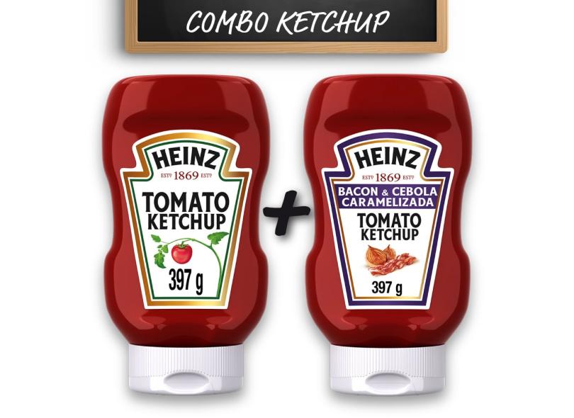 Kit c/ Ketchup Heinz Bacon e Ketchup Heinz Tradicional 397g com o