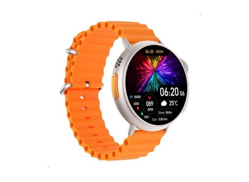 Relógio Smartwatch Inteligente HW3 Laranja Redondo para Homens e Mulhe