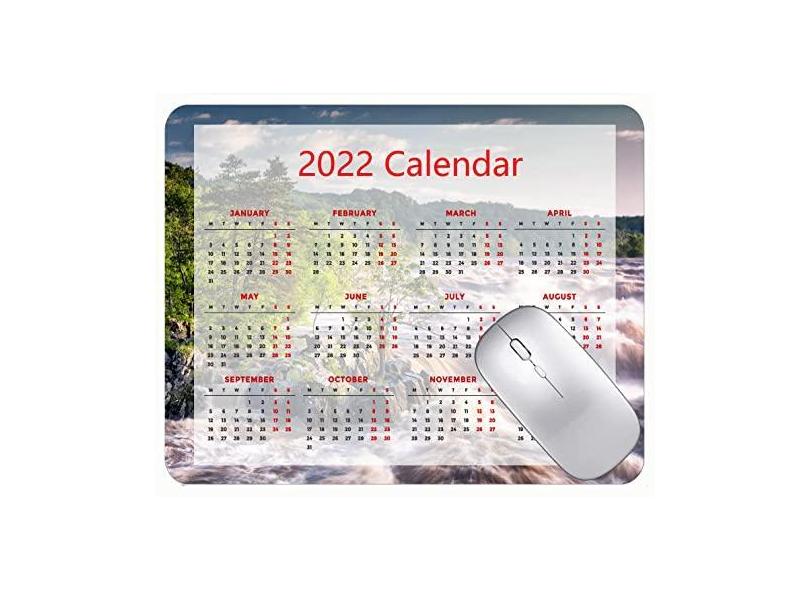 Mouse pad calendário 2022 fonte HD mouse pad para jogos River Stream Trees Stones Mouse pads