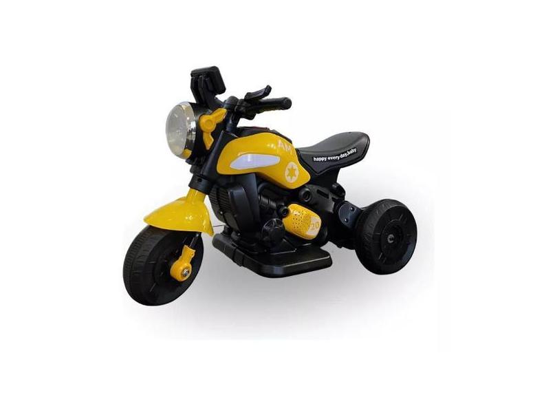 Mini Moto Elétrica Amarela 6V Com Led E Marcha Ré Bang Toys