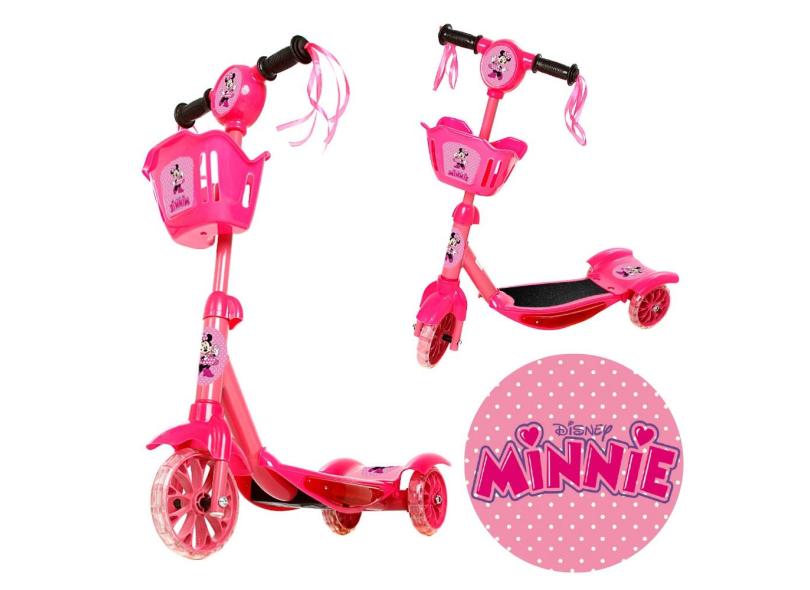 Patinete p Crianças da Minnie 3 Rodas Luz e Som Brinquedo