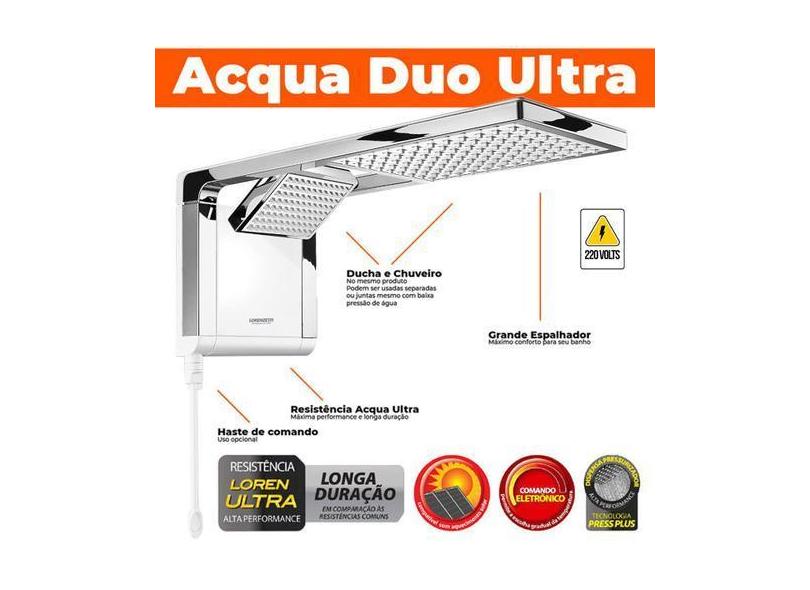 Chuveiro Ou Ducha A Gas Elétrico Lorenzetti White Com Cromado Acqua Du