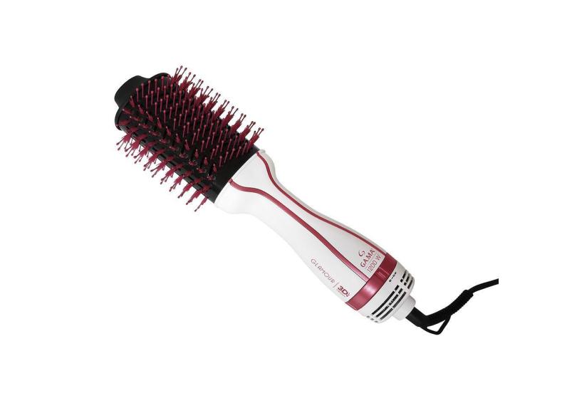 Escova Secadora Gama Glamour Pink Brush 3D 1200W Branco e Rosa 127V HDCBR0000000425