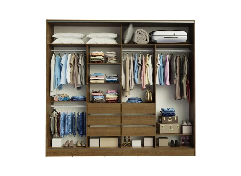 Guarda-Roupa Casal 4 Portas 6 Gavetas com Espelho Cronos 2E Madesa