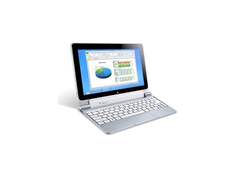 Notebook Conversível Acer W Series 5 Intel Atom Z2760 2 GB de RAM SSD 64 GB LED 10.1 " Touchscreen Windows 8 Iconia W510