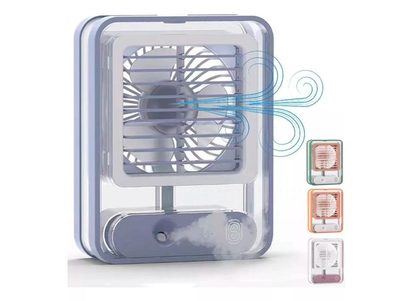 Ventilador Umidificador De Mesa Touch Led 3 Velocidades Usb