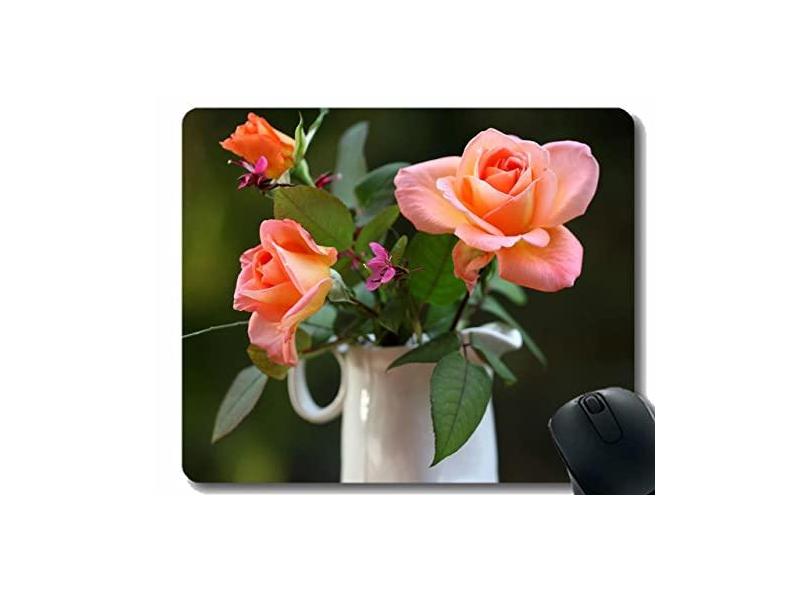 Mouse pad de borracha antiderrapante para jogos, mouse pad com rosas e flores