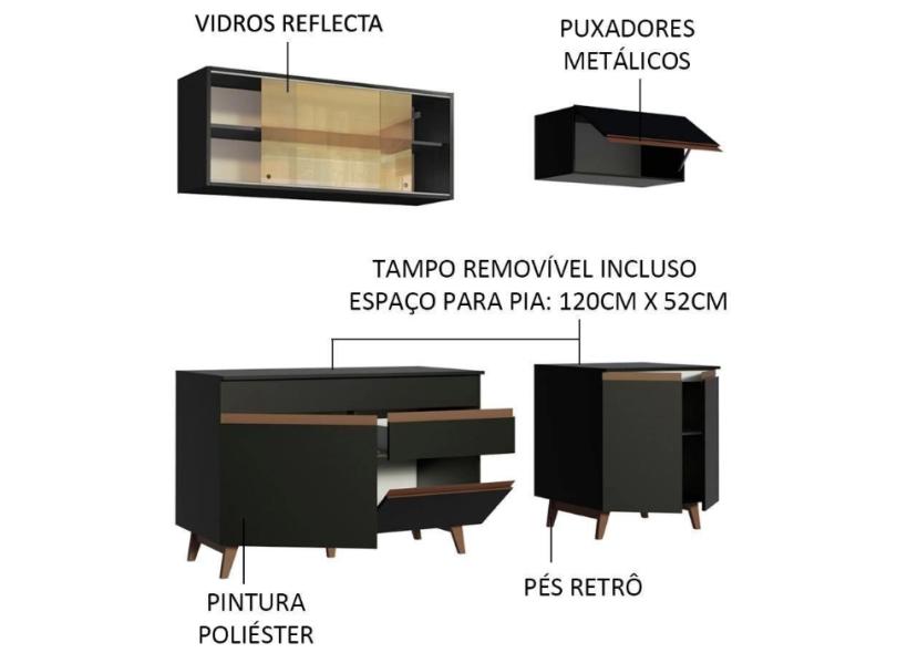 Cozinha Compacta 1 Gaveta 7 Portas Reims Madesa