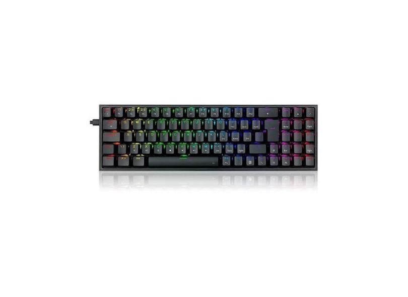 Teclado Mecânico Gamer Redragon Pollux RGB, Preto, Switch Blue, Layout