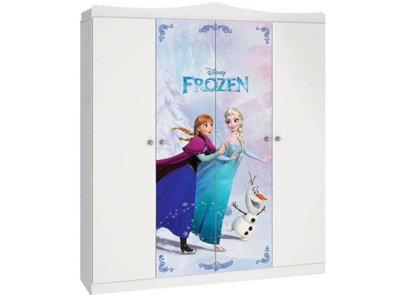 Guarda-Roupas de Bebê 4 Portas 2 Gavetas Disney Frozen Star Pura Magia