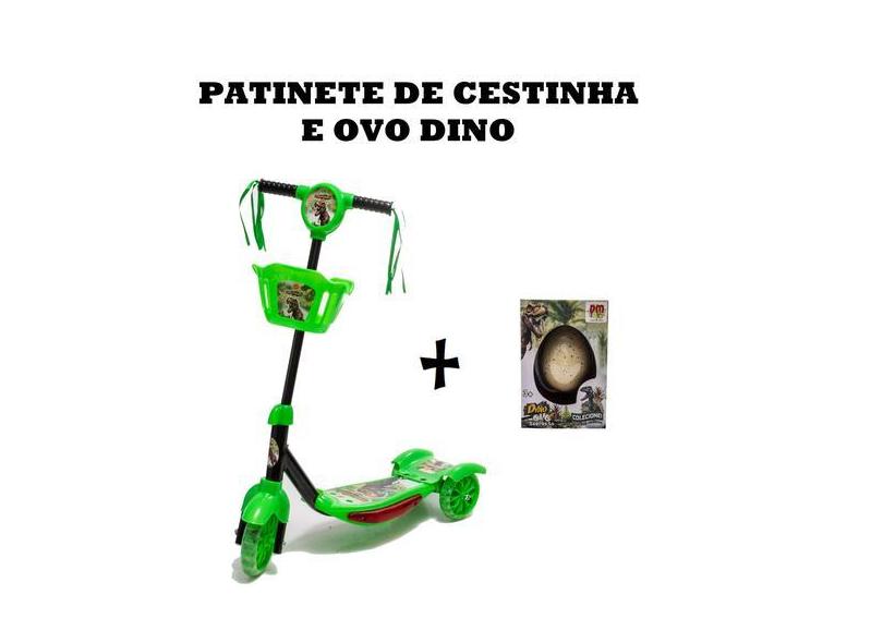 Patinete Infantil De Pé Com Luz De Dinossauro Mais Presente - Dm Toys