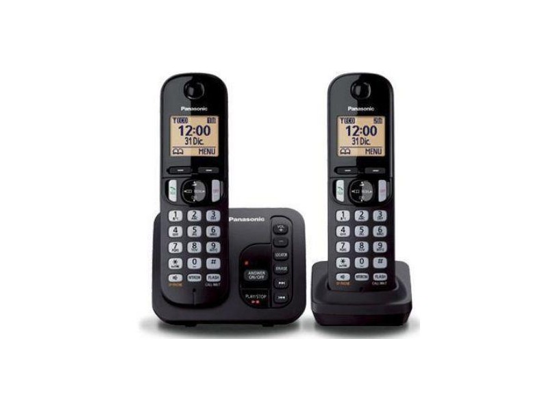 Telefone sem Fio Panasonic com 1 Ramal Secretaria Eletrônica KX-TGC222