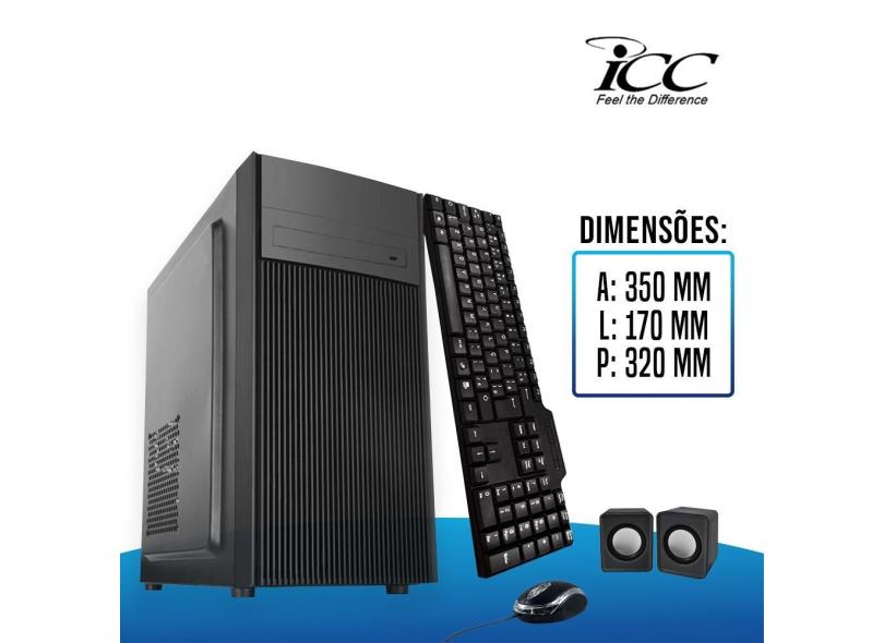 Computador Icc Processador Amd Fm2 A10 8gb de Ram Ssd 240 Gb Kit Multimídia Monitor 15