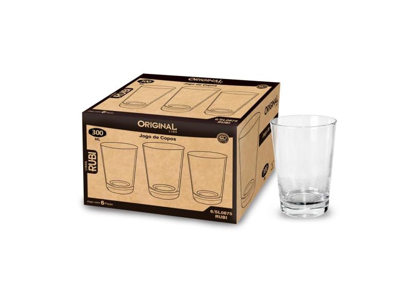 Jogo de copos em vidro Original Line Rubi 300ml 6 peças com o Melhor Preço  é no Zoom