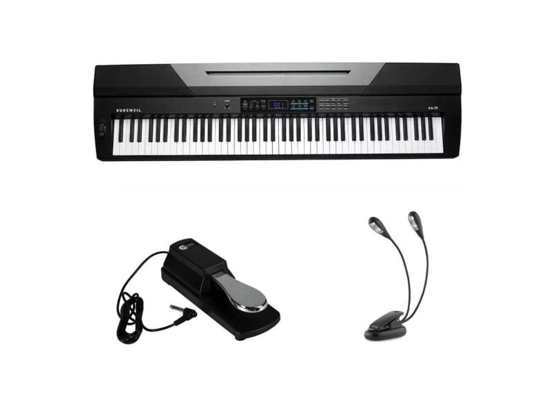 Kit Piano Arranjador Kurzweil KA70 com Luminária e Pedal