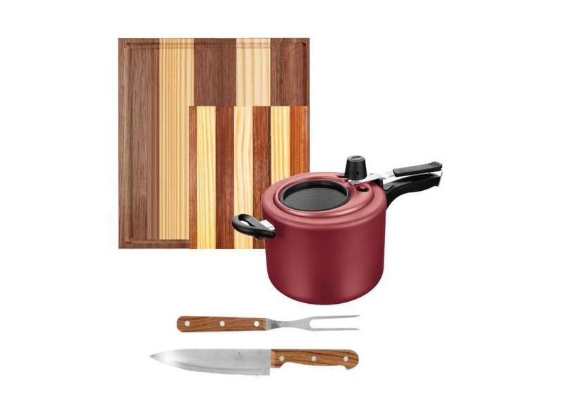 Panela De Pressão 4,5L Aluminio Cereja Visor +2 Tábua Talher - Mta