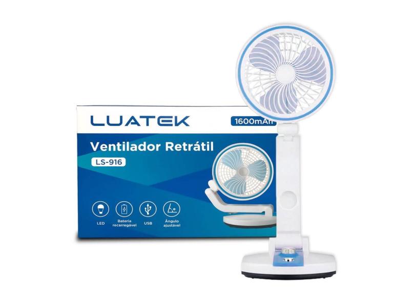 Ventilador de Mesa Retrátil 45cm + Luz de Led e USB