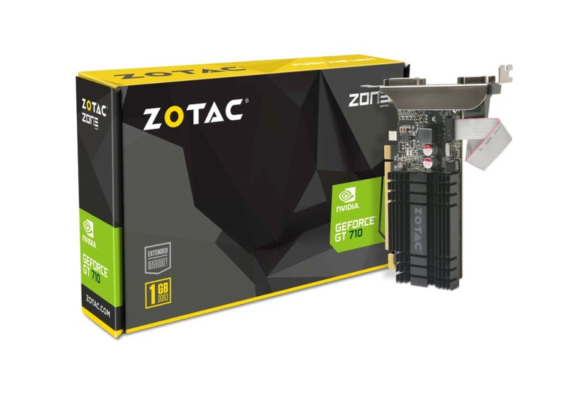 Placa de Video NVIDIA GeForce GT 710 1 GB DDR3 64 Bits Zotac ZT-71301-20L