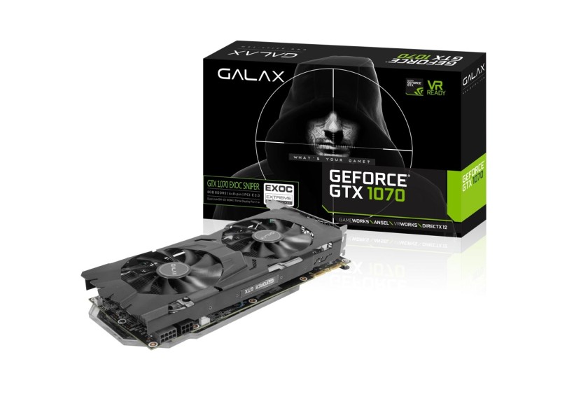 Placa de Video NVIDIA GeForce GTX 1070 8 GB GDDR5 256 Bits Galax 70NSH6DHM9ES